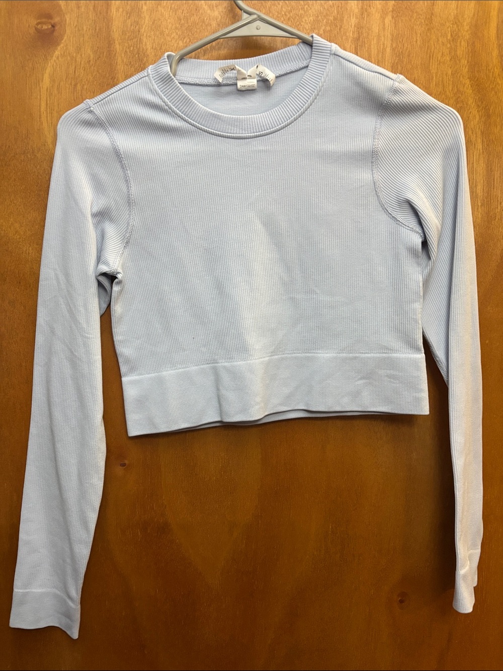 DSG Light Blue Ribbed Long-Sleeve Crop Top